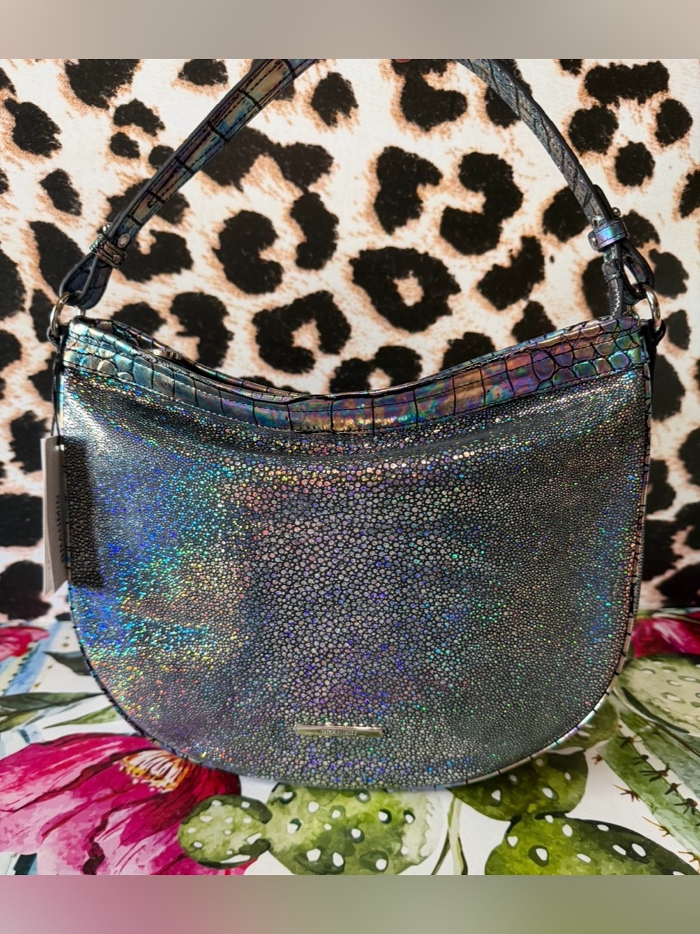 BRAHMIN SMALL KATHLEEN ROYAL BLUE ARDWELL SHOULDER HOLOGRAPHIC NWT SOFT LEATHER - Picture 9 of 12